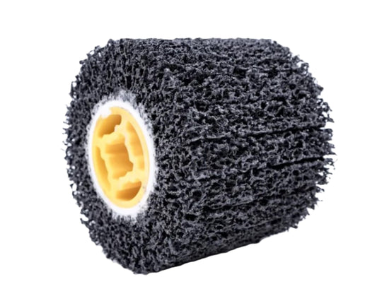 SuperGrindz 2-Pack Strip & Clean Abrasive Drum, 40 Grit Wire Drawing Burnishing Polishing Wheel – Removes Paint, Cleans Rust, Scale, Welds, Oxidation,  4.5” x 4” x 3/4” (115x100x19mm)