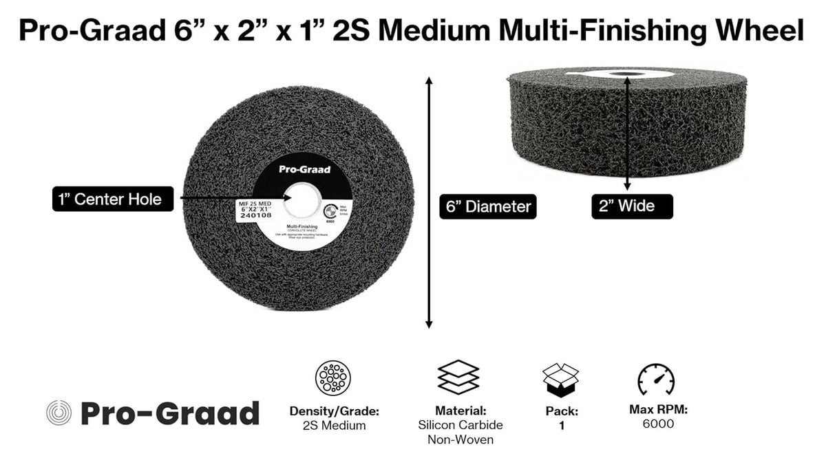 Pro-Graad Multi-Finishing Wheel 6" x 2" x 1", 2S Medium, 13177