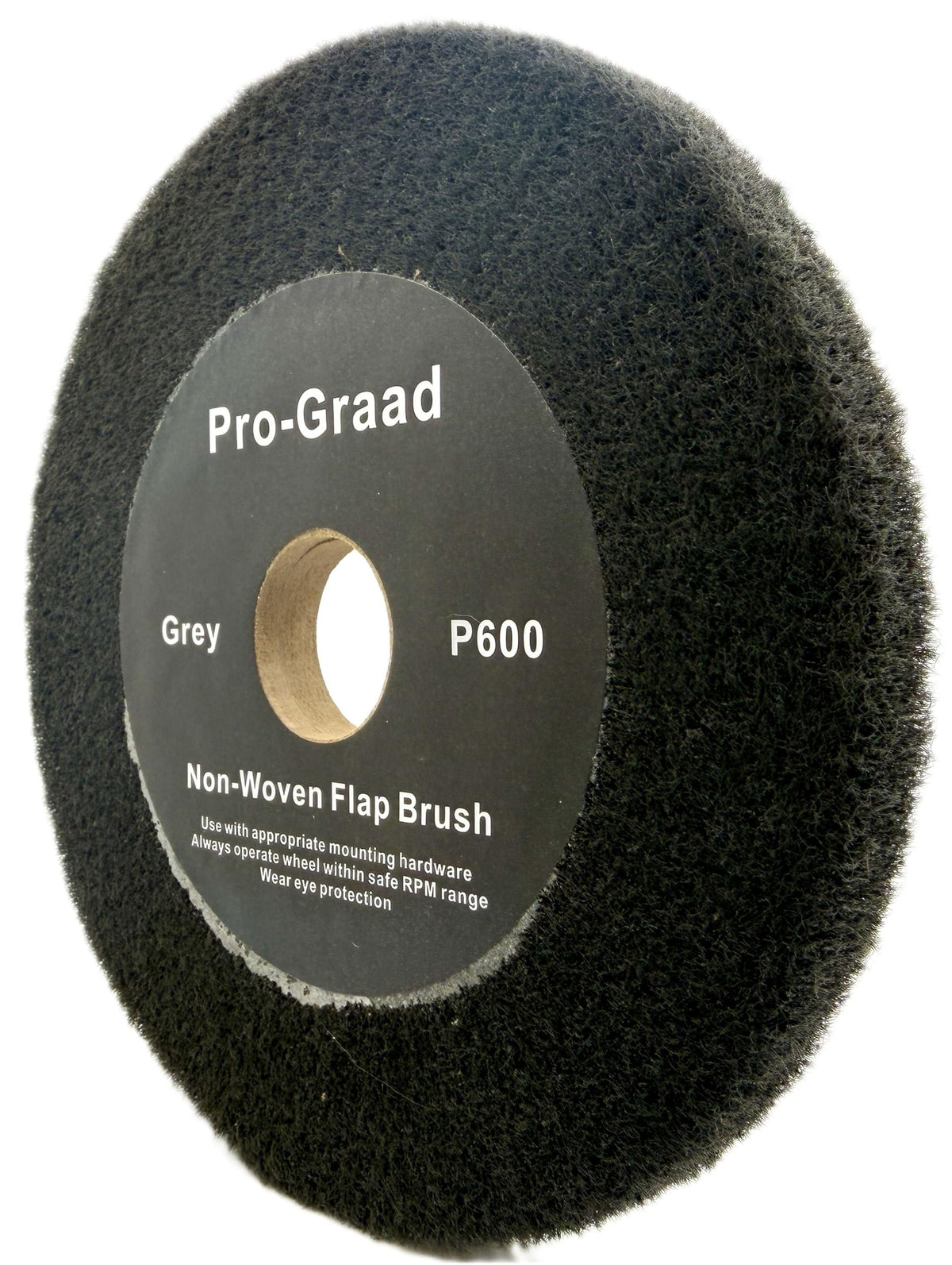 Pro-Graad 6” x 1/2” Grey 600 Grit Non-Woven Bench Grinder Polishing Burnishing Satin Finishing Flap Brush Wheel for Aluminum Copper Metal Golf Club Refurbishing, Compatible for 1/2”, 5/8”, 3/4" Arbor
