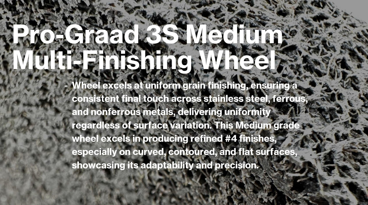 Pro-Graad Multi-Finishing Wheel – 6” x 2” x 1” 3S Medium Grit Silicon Carbide - Stainless Steel Finishing Convolute Wheel – for #4 Finish - 1 Pack