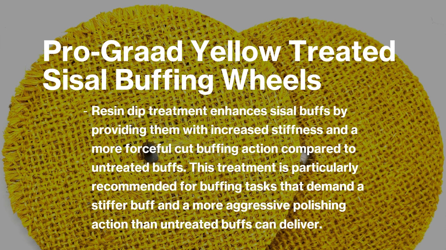 8 inch Yellow Dip Treated Rigid Full Sisal Buffing Wheel, 5/8 inch Arbor Hole, 1/2 inch Thickness, 1/4 inch Sewn, for Cut Buffing Steel, Stainless Steel, Ferrous Metals, 2 Pack