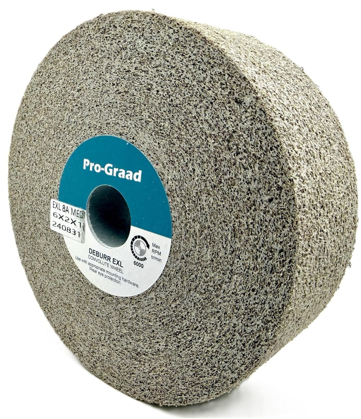Pro-Graad EXL Deburring Wheel - 6" x 2" x 1" 8A Medium Grit - Aluminum Oxide - Metal Deburring, Finishing and Polishing Wheel - Convolute - 13618 - (1 Pack)