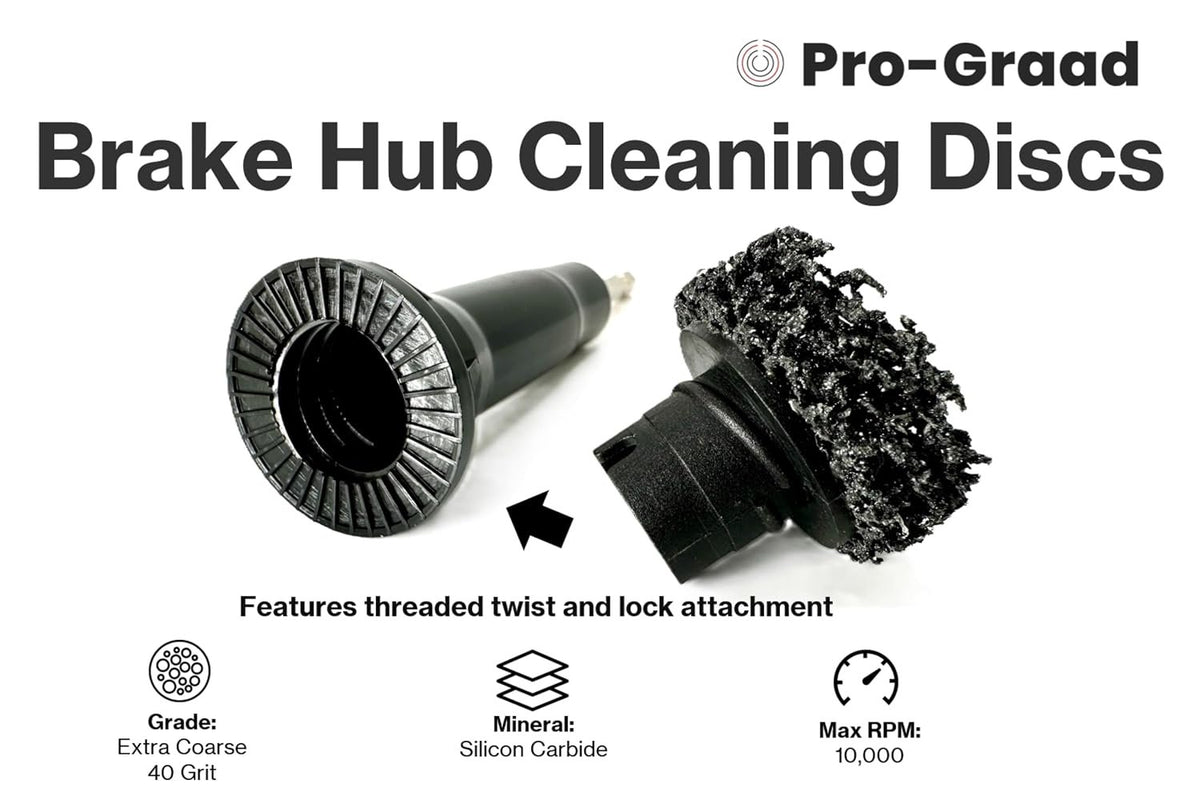 Pro-Graad Wheel Hub Resurfacing Kit, Brake Hub Cleaning Pad 6 Piece Kit – Hub Surface & Stud Cleaner – Quick Rust Removal for Lug Studs & Rotors, Fits Power Drill, Includes Holder & 5x 1-1/2” Discs