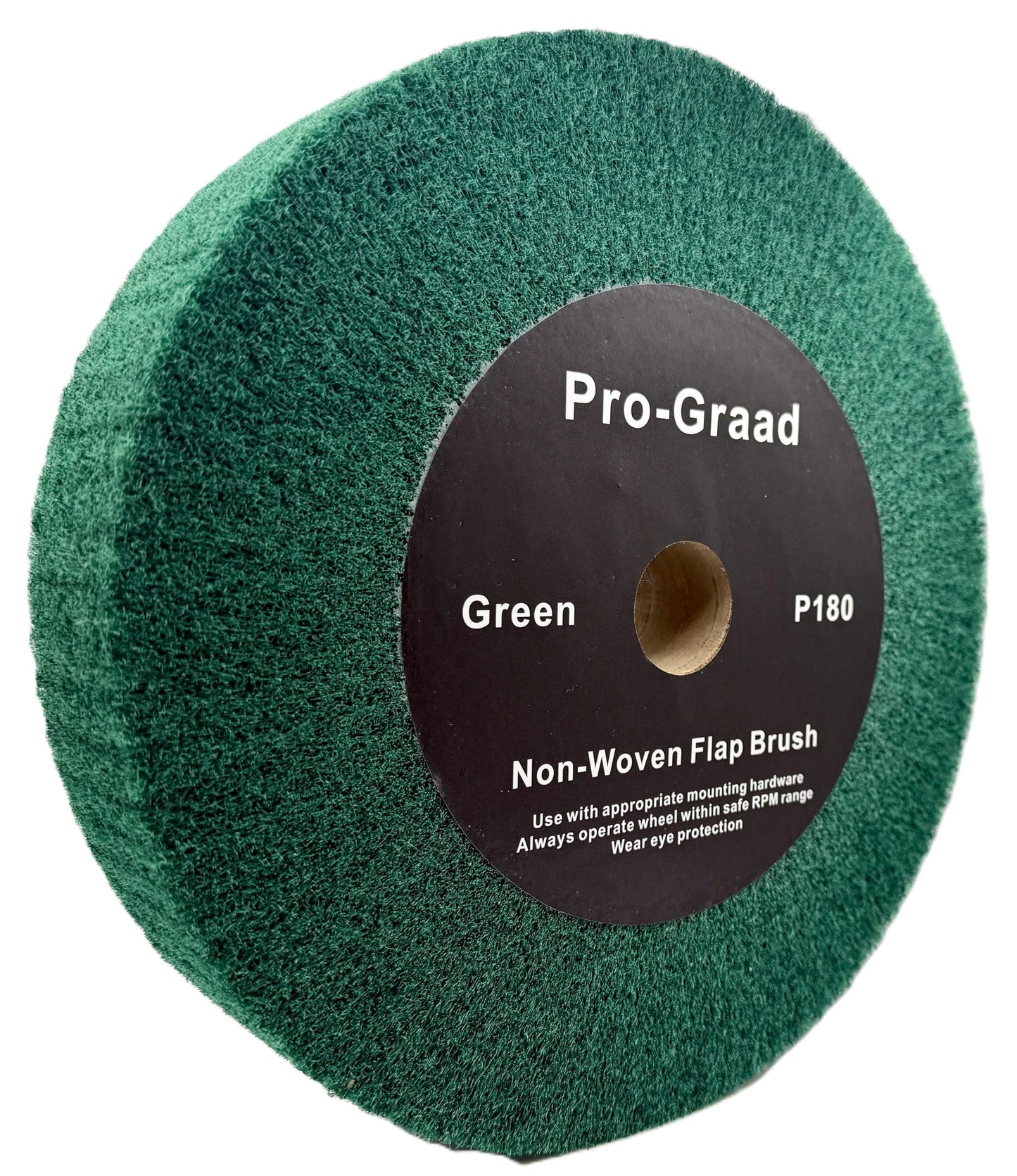 Pro-Graad 10” x 2” Green P180 Non-Woven Bench Grinder Polishing Burnishing Satin Finishing Flap Brush Wheel for Aluminum Copper Metal Golf Club Refurb, Compatible for 1/2”, 5/8”, 3/4", 1-1/4” Shaft