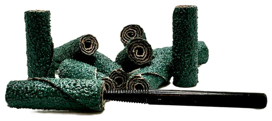 Pro-Graad 1/2” Diameter x 1-1/2” Length x 1/8” Pilot Hole 36 Grit Zirconia Straight/Untapered Cartridge Roll, 10 Pack, Includes 1x CR-9 Mandrel
