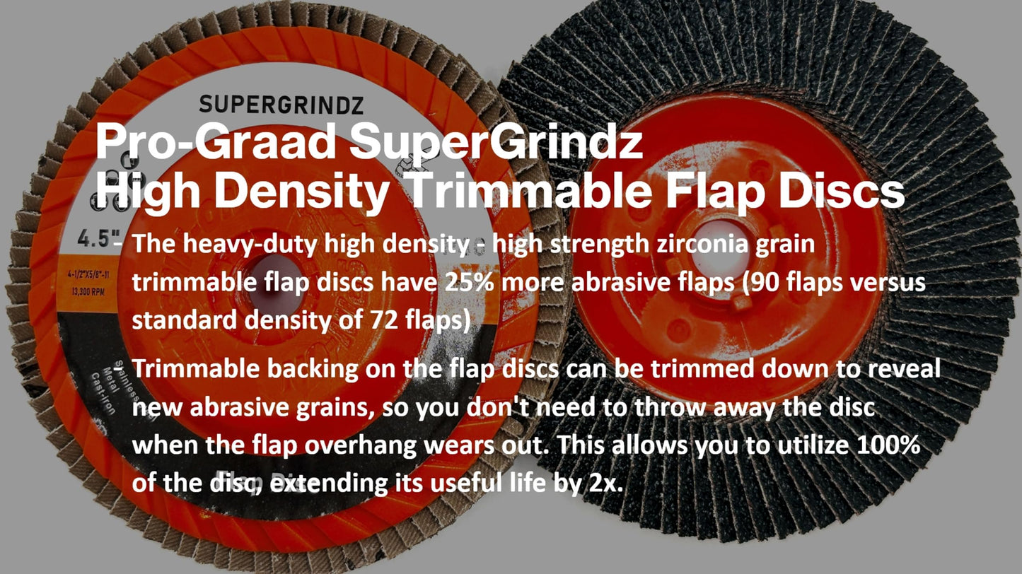 SuperGrindz 10 Pack 4-1/2" x 5/8"-11 80 Grit Bevel Type 29 High-Density Zirconia Trimmable Flap Discs for 4.5" & 5" Grinders, 5/8”-11 Fast Change Hub, Sanding, Finishing, Stock & Rust Removal