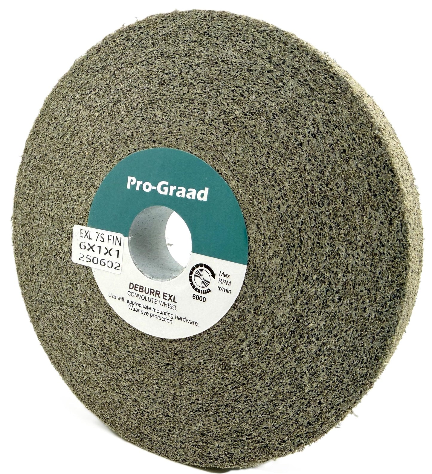 Pro-Graad EXL Deburring Wheel - 6" x 1" x 1" 7S Fine - Silicon Carbide - Metal Deburring, Finishing and Polishing Wheel - Convolute - 1 Pack