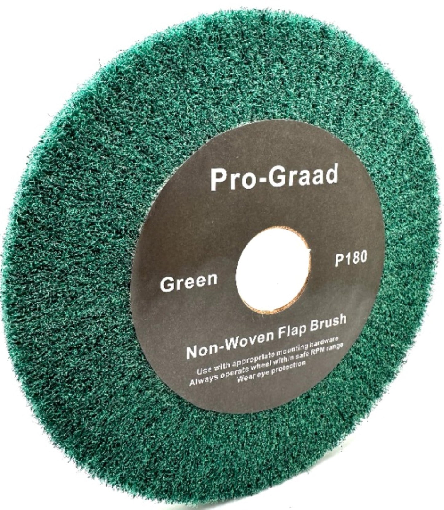 Pro-Graad 6” x 1/2” Green 180 Grit Non-Woven Bench Grinder Polishing Burnishing Satin Finishing Flap Brush Wheel for Aluminum Copper Metal Golf Club Refurbishing, Compatible for 1/2”, 5/8”, 3/4" Arbor