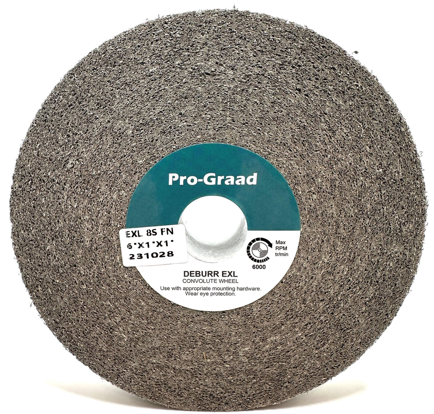 Pro-Graad EXL Deburring Wheel - 6" x 1" x 1" 8S Fine - Silicon Carbide - Metal Deburring, Finishing and Polishing Wheel - Convolute - 09549 - 1 Pack