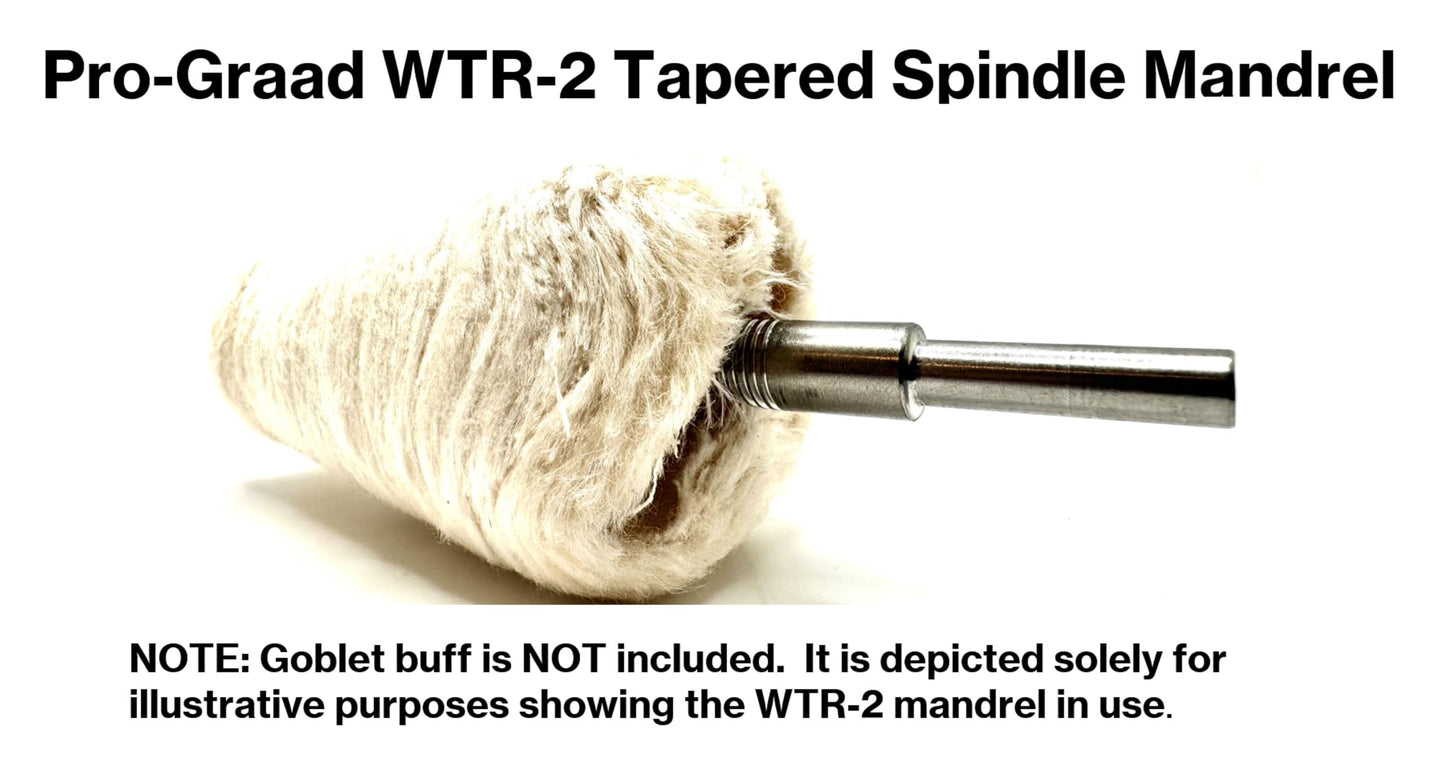 Pro-Graad WTR-2 Tapered Spindle Mandrel Threaded Mandrel Screw Thread - 1/4" Shank Cone Point, Taper & Goblet Buff Mandrels, 1 Pack