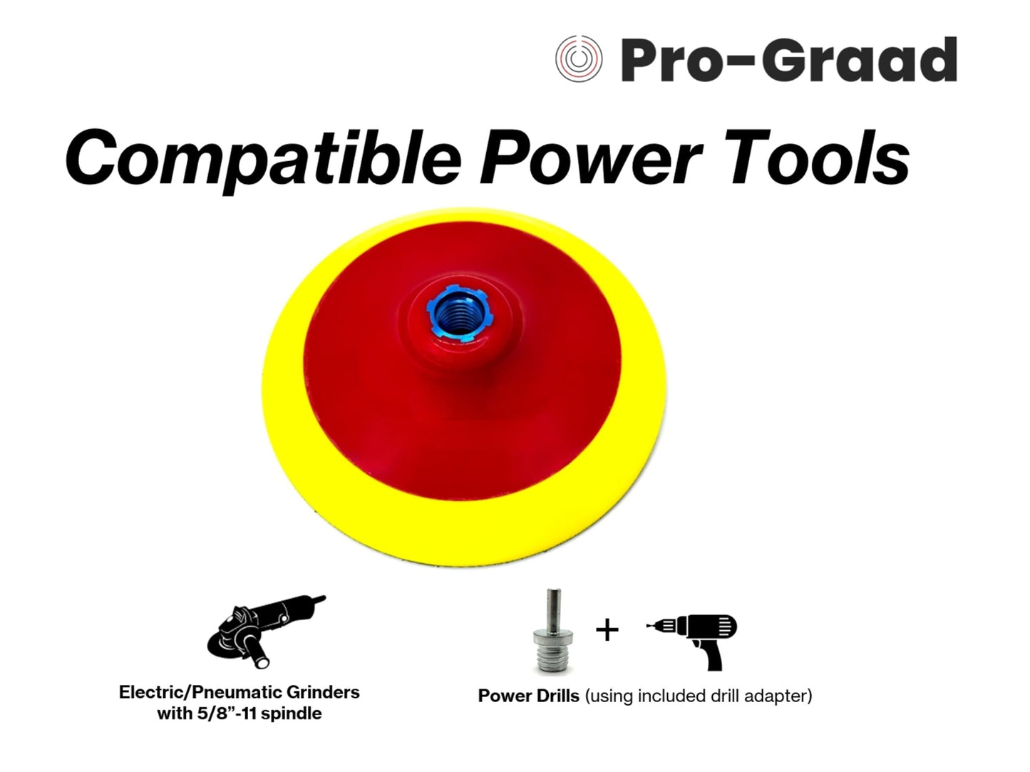 Pro-Graad 6” PSA Disc Pad Holder, Durable Foam Backing Pad, 5/8”-11 Thread, for 6 inch Adhesive-Backed PSA Discs