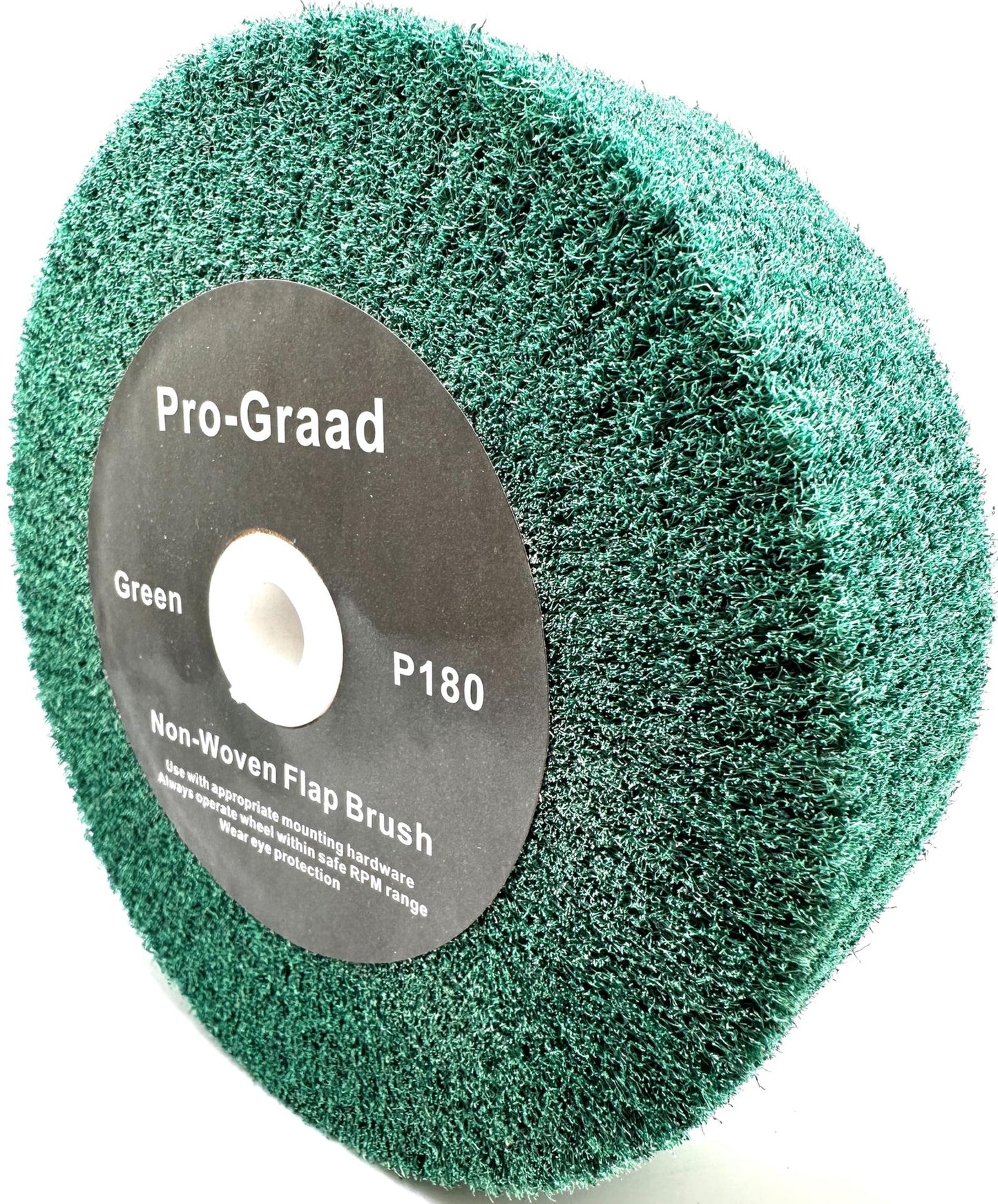 Pro-Graad 6” x 2” Green 180 Grit Non-Woven Bench Grinder Polishing Burnishing Satin Finishing Flap Brush Wheel for Aluminum Copper Metal Golf Club Refurbishing, Compatible for 1/2”, 5/8”, 3/4" Arbor