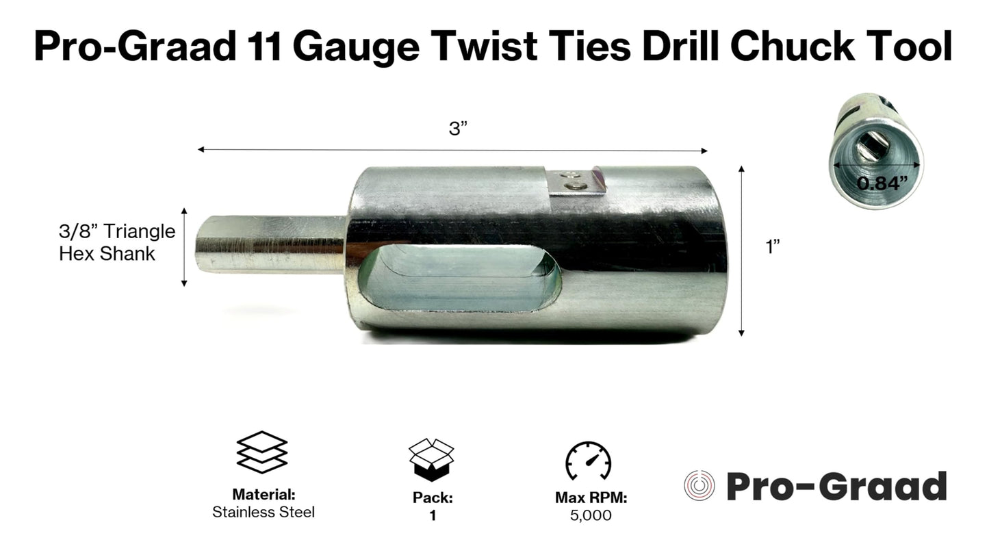 Pro-Graad Fence Twist Ties Tool for 11 Gauge, Drill Chuck,High-tensile Wire Easy Fencing Twisting Tool, Twisted Fence Tool for Fixing Chain Link Fence and Loop Fences, Wire Ties Tool