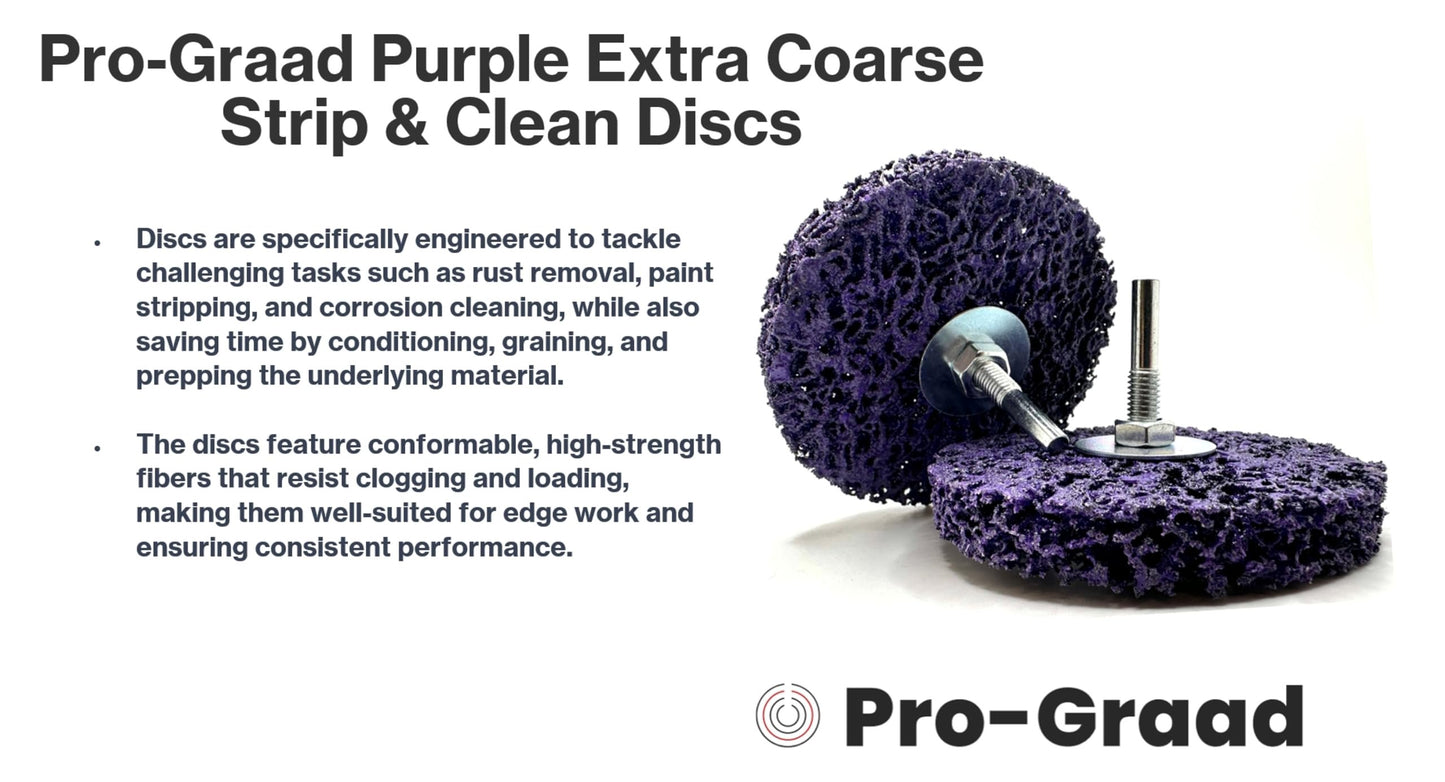 Pro-Graad 2 Pack Paint Stripping Disc Drill Attachment | 4" x 1/2" Wide with 1/4" Shaft | Strip & Clean Discs Remove Paint Coating Rust | Purple | Pack of 2