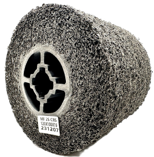Pro-Graad Multi-Finishing Wheel 2S Coarse – 4.5” x 4” x 3/4” Quad Keyway (120x100x19mm) Silicon Carbide – for #3 Finish on Stainless Steel - Finishing Convolute Burnishing Abrasive Drawing Wheel Drum