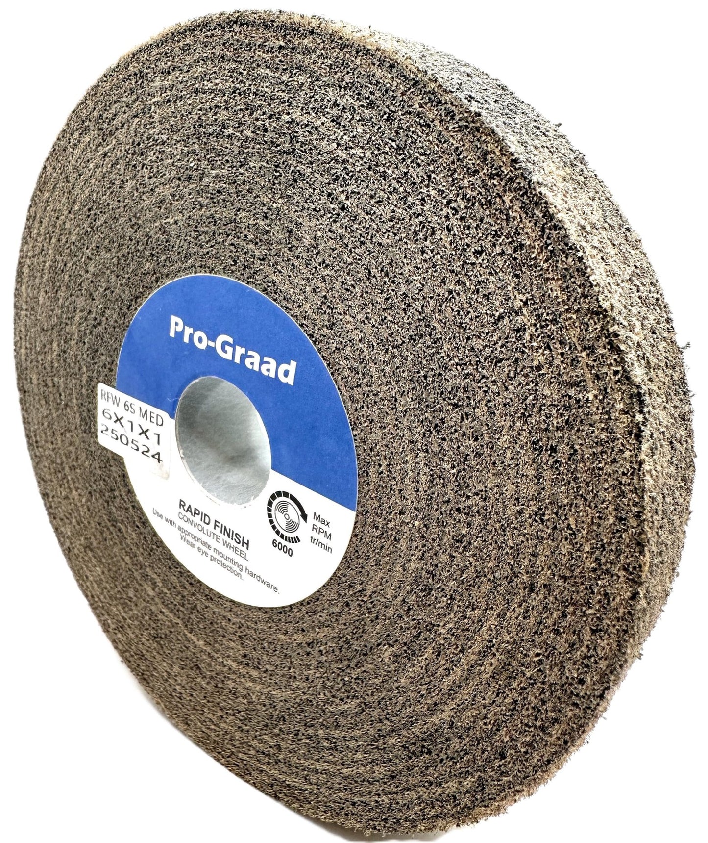 Pro-Graad 1 Pack 6” x 1” x 1” 6S Medium Series 1000 RF Long Life Convolute Deburring, Finishing & Polishing Wheel, Includes Adapter for use on 3/4 5/8 1/2 inch Shaft Sizes, Pack of 1