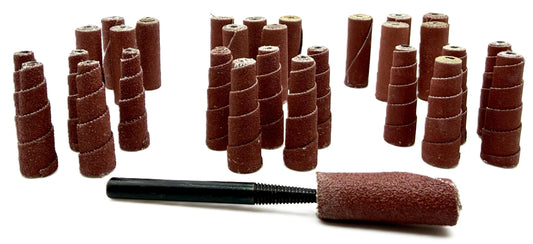 Pro-Graad 31 Piece Abrasive Sanding Cartridge Spiral Roll Sander Kit, Mini Cone & Cylinder Kit for Metal, Wood, Stainless, Fiberglass, Welds, Engine Porting – Die Grinder & Rotary Tool Accessories