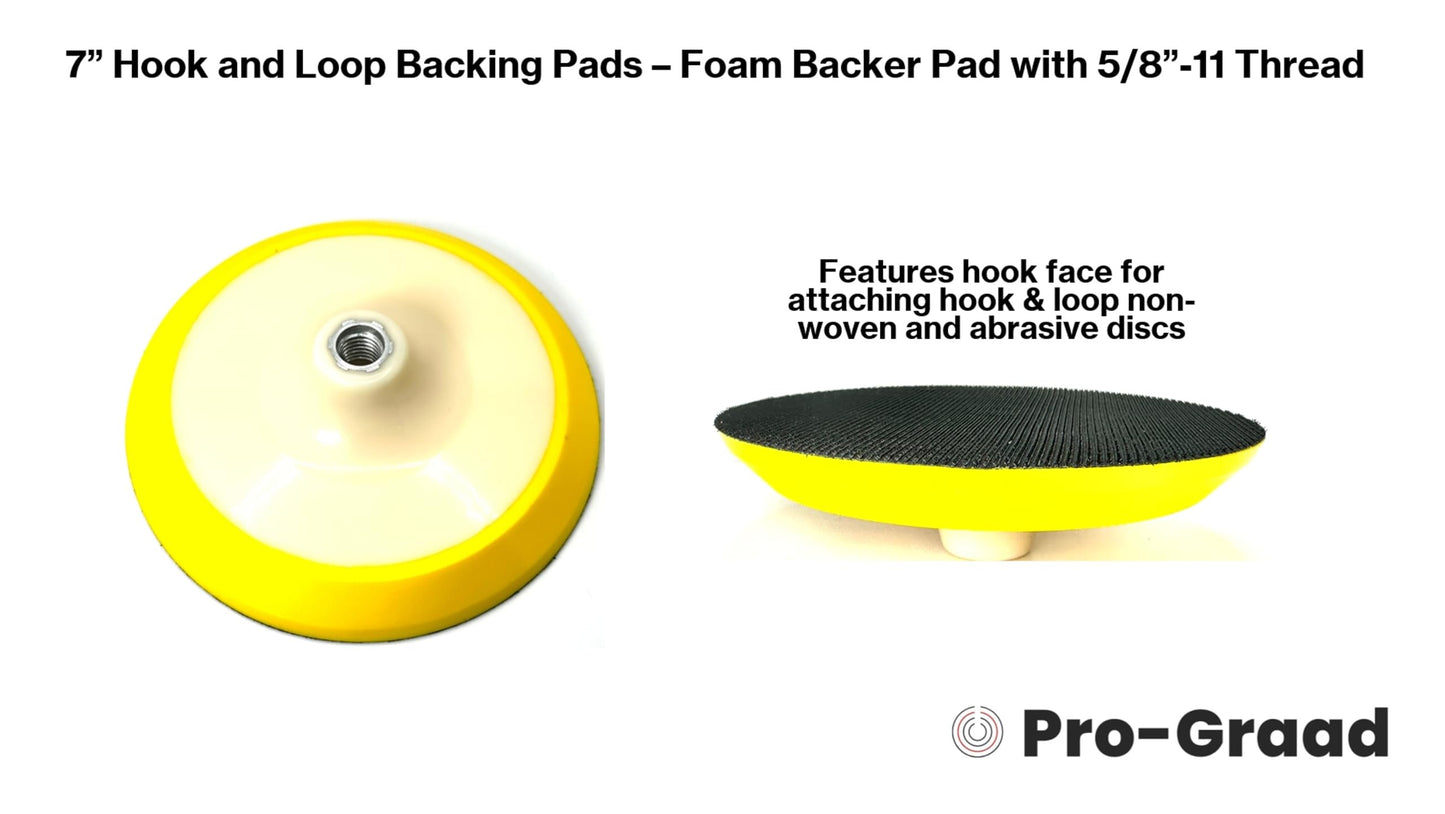 Pro-Graad 7" Premium Hook and Loop Backing Plate for Sanding, Polishing Buffering Pads, Backer Pad with 5/8”-11, 7 inch Backup Pad for Angle Grinder Drill Polisher Buffer