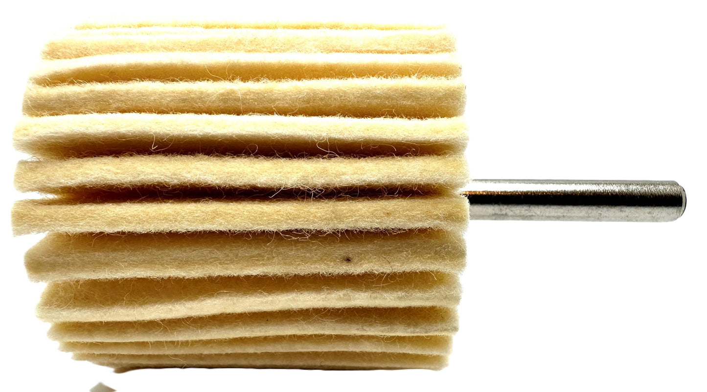 Pro-Graad 5 Pack 2-1/2" X 2-1/2" Felt Flap Wheel with 1/4" Shank Mounted, Perfect for Surface Finishing, Polishing, Buffing Plastics, Stone, Glass, Steel, Stainless, Aluminum and More, Pack of 5