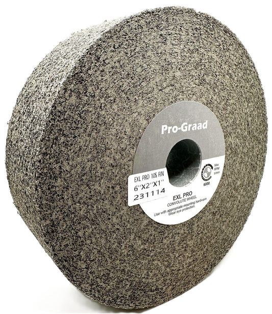 Pro-Graad EXL PRO Convolute Deburring Polishing Wheel - 6" x 2" x 1" 10S Fine Silicon Carbide - Professional Grade - Metal Deburring, Finishing and Polishing Wheel - 1 Pack