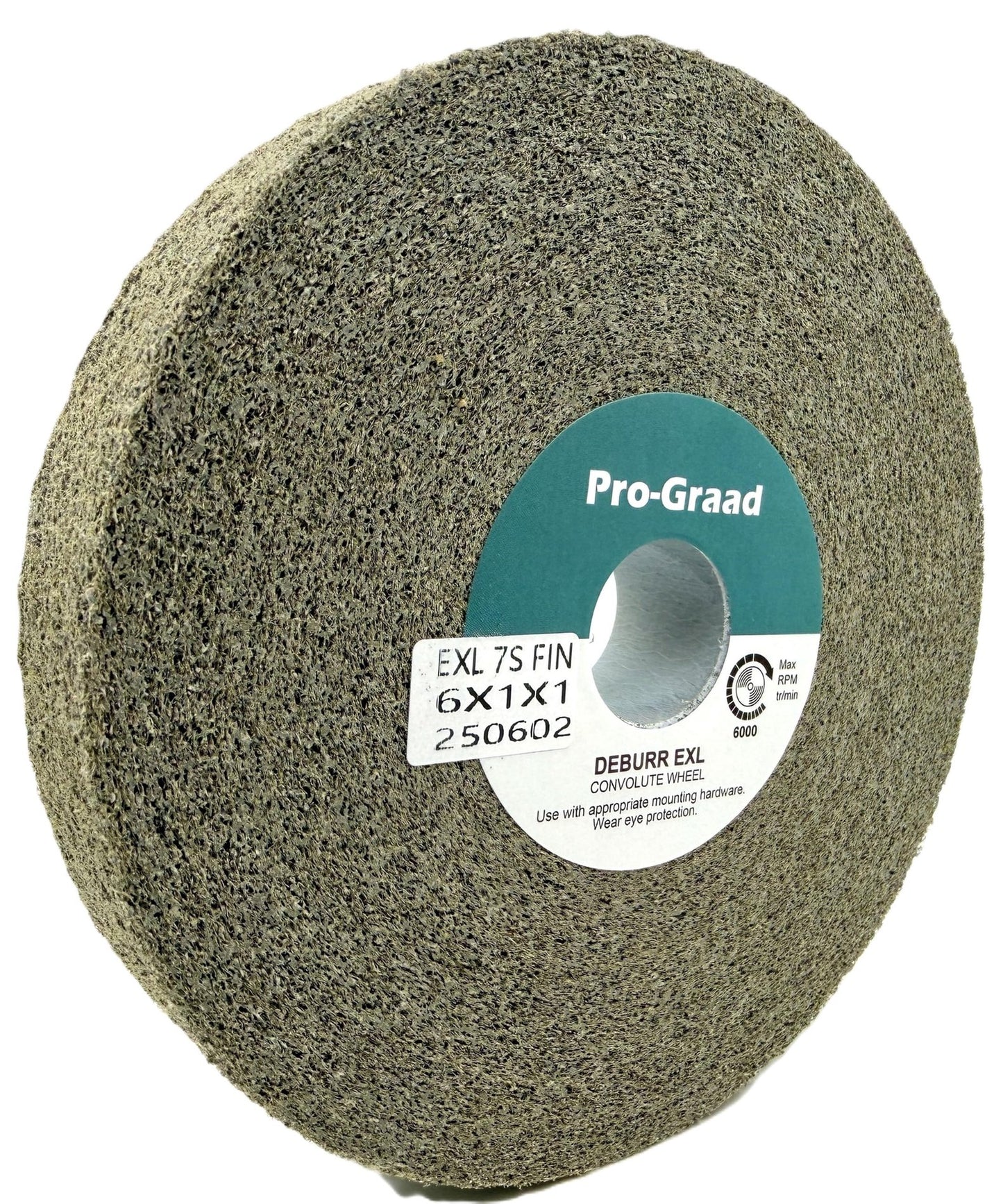 Pro-Graad EXL Deburring Wheel - 6" x 1" x 1" 7S Fine - Silicon Carbide - Metal Deburring, Finishing and Polishing Wheel - Convolute - 1 Pack