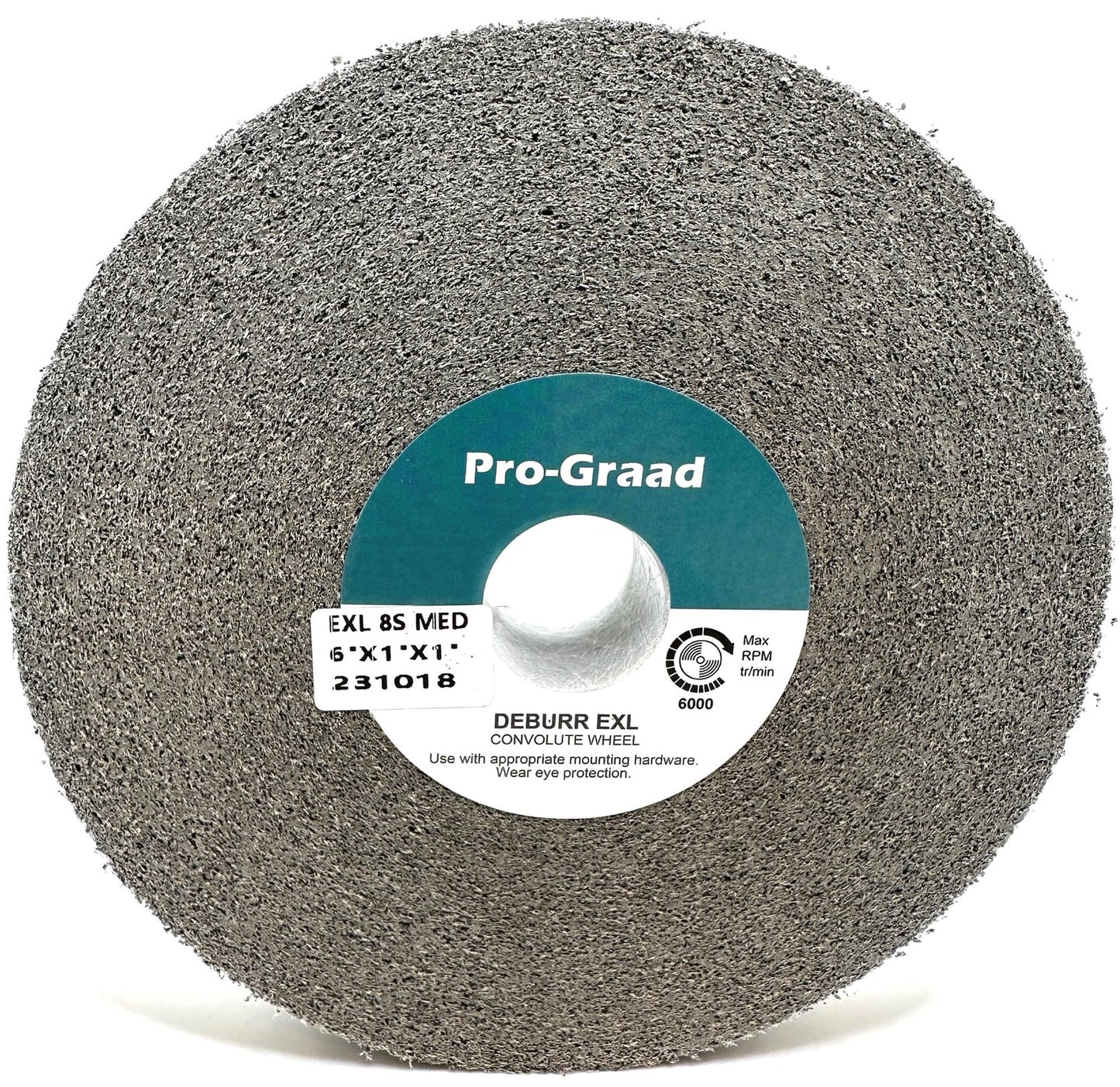Pro-Graad EXL Deburring Wheel - 6" x 1" x 1" 8S Medium - Silicon Carbide - Metal Deburring, Finishing and Polishing Wheel - Convolute - 18278 - 1 Pack