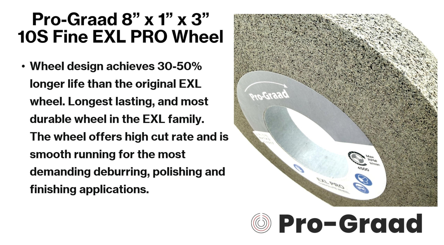 Pro-Graad 8” x 1” x 3” 10S Fine EXL PRO Convolute Deburring Polishing Wheel -  Silicon Carbide - Professional Grade - Metal Deburring, Finishing and Polishing Wheel – 94918 - 1 Pack