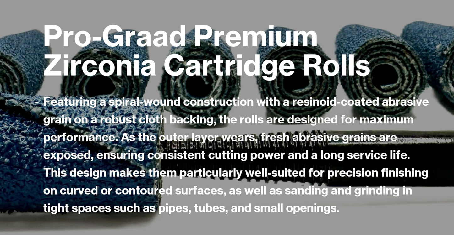 Pro-Graad 50 Piece Zirconia Abrasive Sanding Cartridge Spiral Roll Sander Kit, Mini Cone & Cylinder Kit for Metal, Wood, Stainless, Welds, Engine Porting – Die Grinder & Rotary Tool Accessories