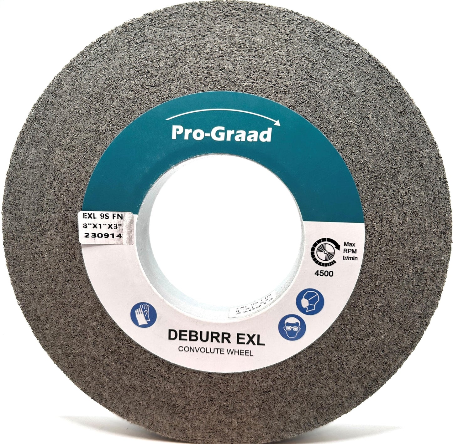 Pro-Graad EXL Deburring Wheel - 8" x 1" x 3" 9S Fine Grit - Silicon Carbide - Metal Deburring, Finishing and Polishing Wheel - Convolute - 05135 - (1 Pack)