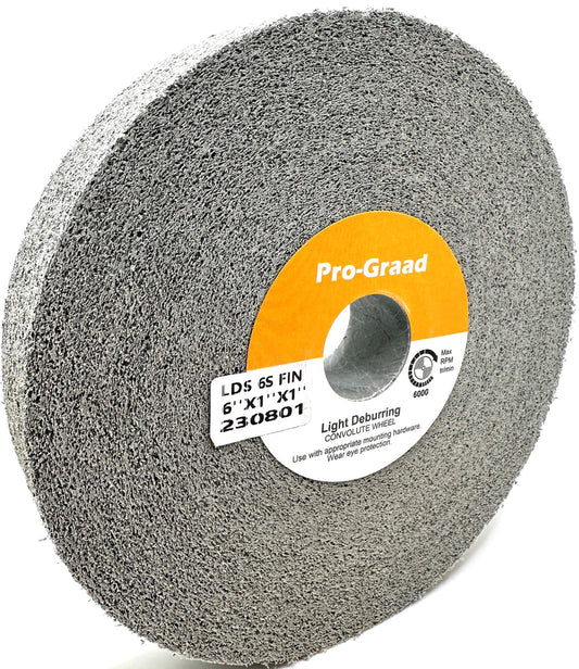 Pro-Graad Light Deburring Wheel - 6" x 1" x 1" 6S Fine Grit - Silicon Carbide – Light Deburring, Finishing and Polishing Wheel – 01660 - Convolute - (1 Pack)