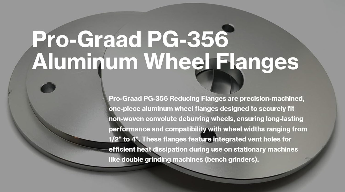 Pro-Graad PG-356 5” x 1-1/4” Convolute Deburring Wheel Aluminum Reducer Flanges for Wheels with 5” Hole, Reduce Arbor to fit 1-1/4”, Compatible for use with Pro-Graad & 3M Scotch Brite Wheels, 1 Pair