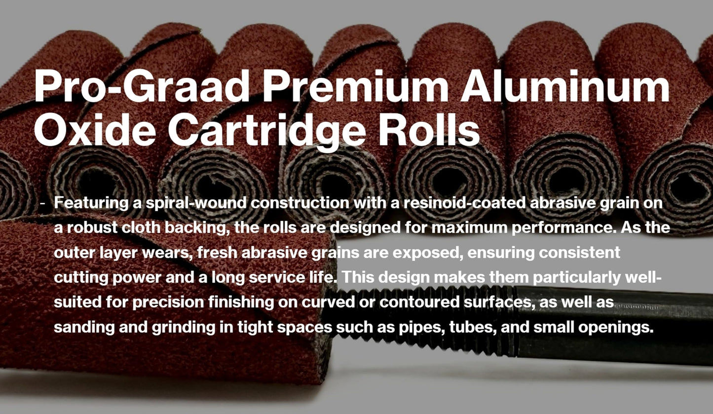Pro-Graad 50 Piece Abrasive Sanding Cartridge Spiral Roll Sander Kit, Mini Cone & Cylinder Kit for Metal, Wood, Stainless, Fiberglass, Welds, Engine Porting – Die Grinder & Rotary Tool Accessories