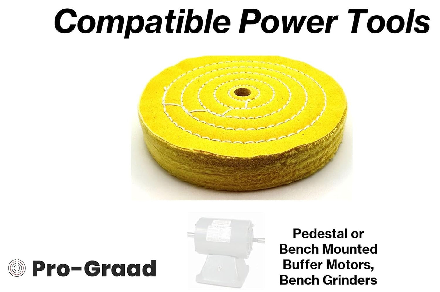 Pro-Graad 1 Pack Extra Thick Buffing Polishing Wheel 8 inch Yellow Treated Cotton Medium, 70 Ply – 1” Thick with 5/8 inch Arbor Hole for Bench Grinder – Ideal for Middle Step Buffing – Pack of 1