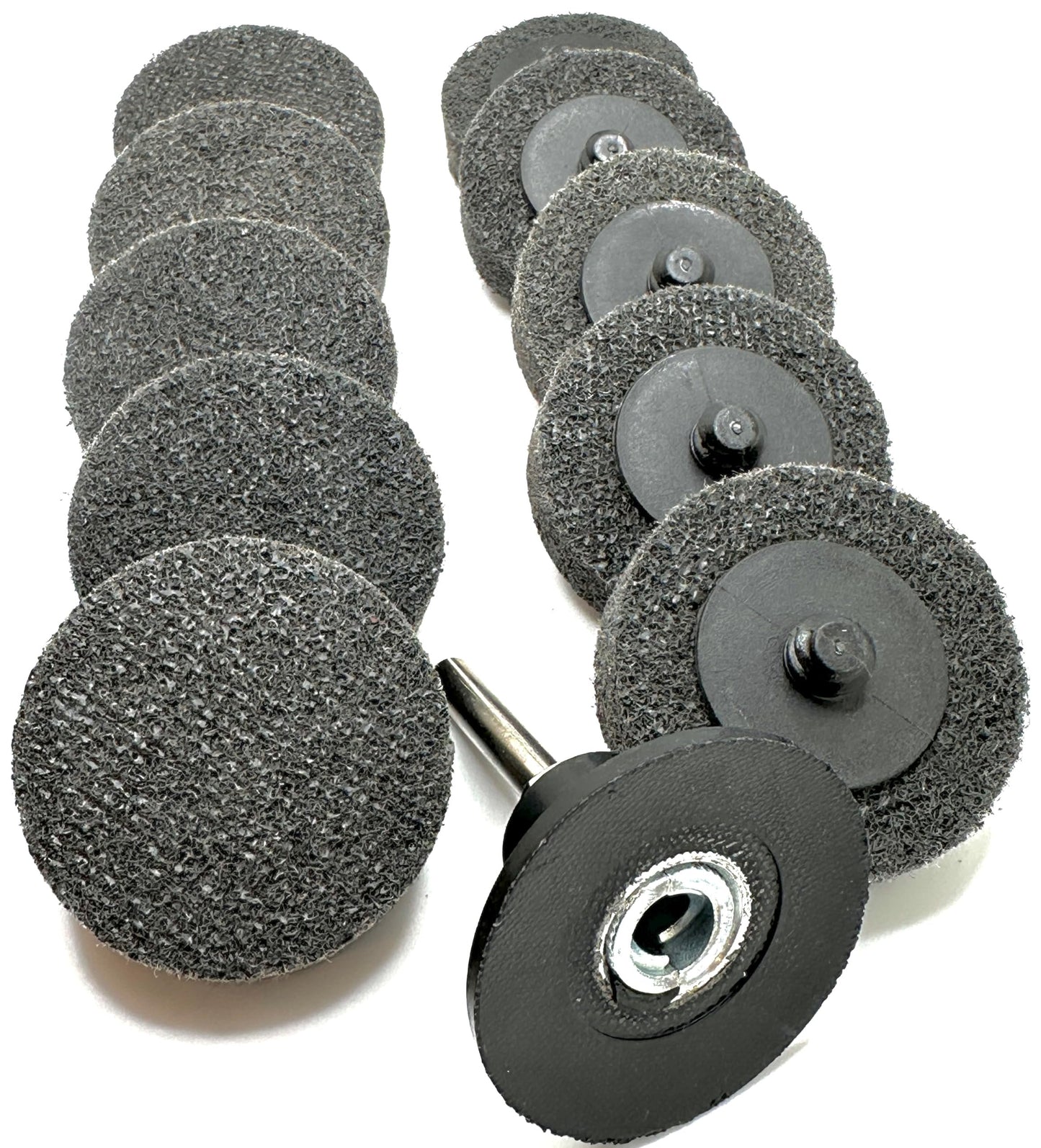 Pro-Graad 2" Quick Change Non-Woven Surface Preparation Discs for Deburring, Blending, Cleaning, Finishing, Polishing | Male R-Type Backing | Die Grinder Discs | (10 Pack) | (Grey - Fine)