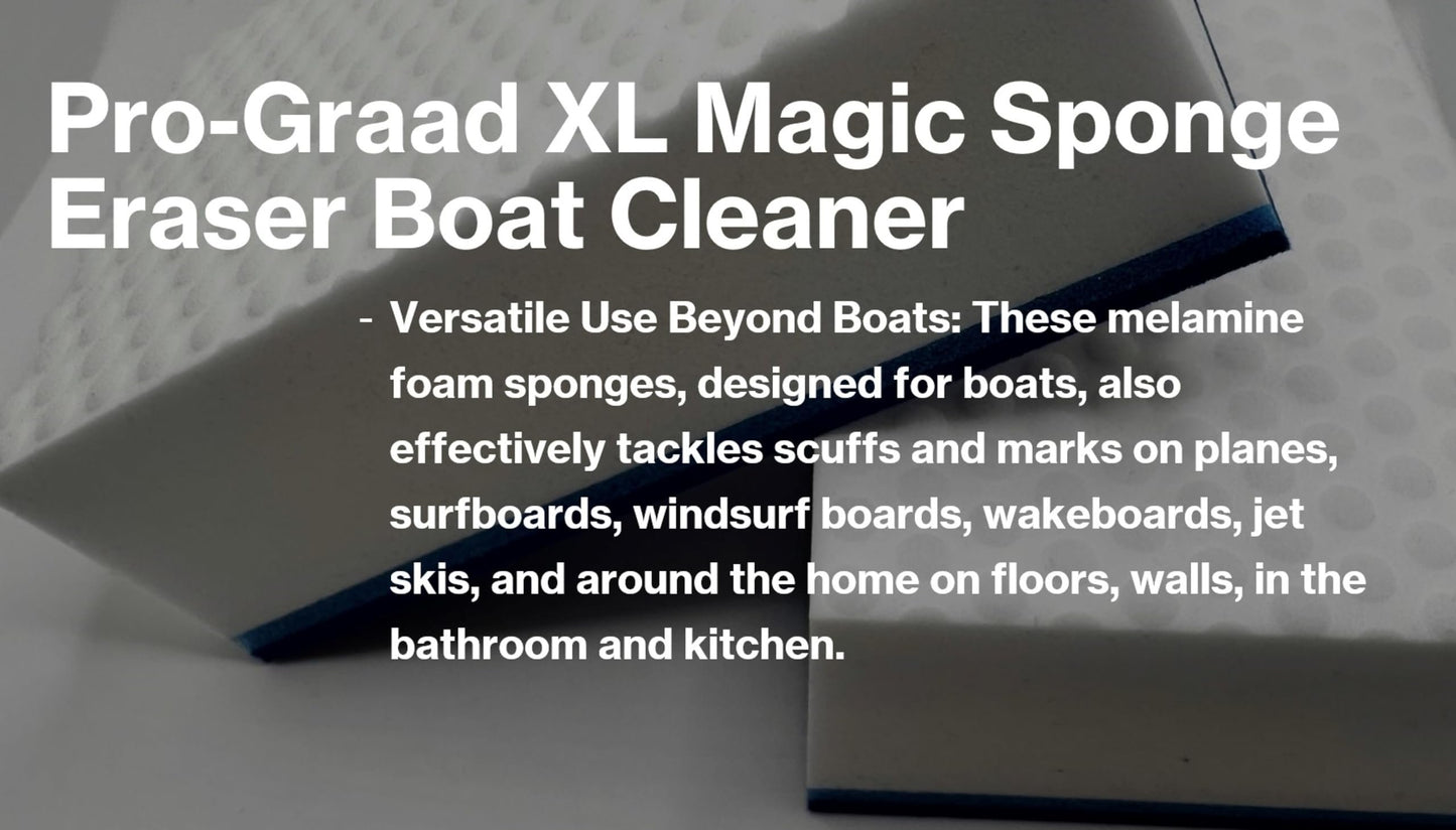Pro-Graad 4 Pack XL Magic Sponge Eraser Cleaner, 6” x 3.5” x 2” Eraser Pads, Cleans Scuffs, Marks & Dirt from Kitchen, Bathroom, Boat Decks, Fiberglass, Aluminum, Gelcoat, Plastic, Vinyl & Metal