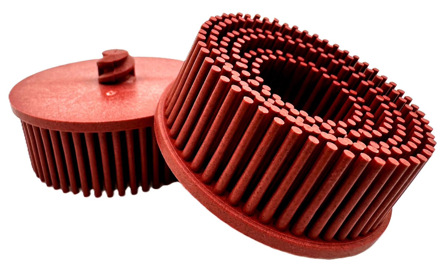 Pro-Graad 2" 220 Grit Red R-Type Bristle Disc 2 Pack, Ceramic-Aluminum Oxide, Fine Cleaning, Blending, Light Deburring & Pre-Polishing Metal/Wood/Plastic, Quick Change Roll Lock