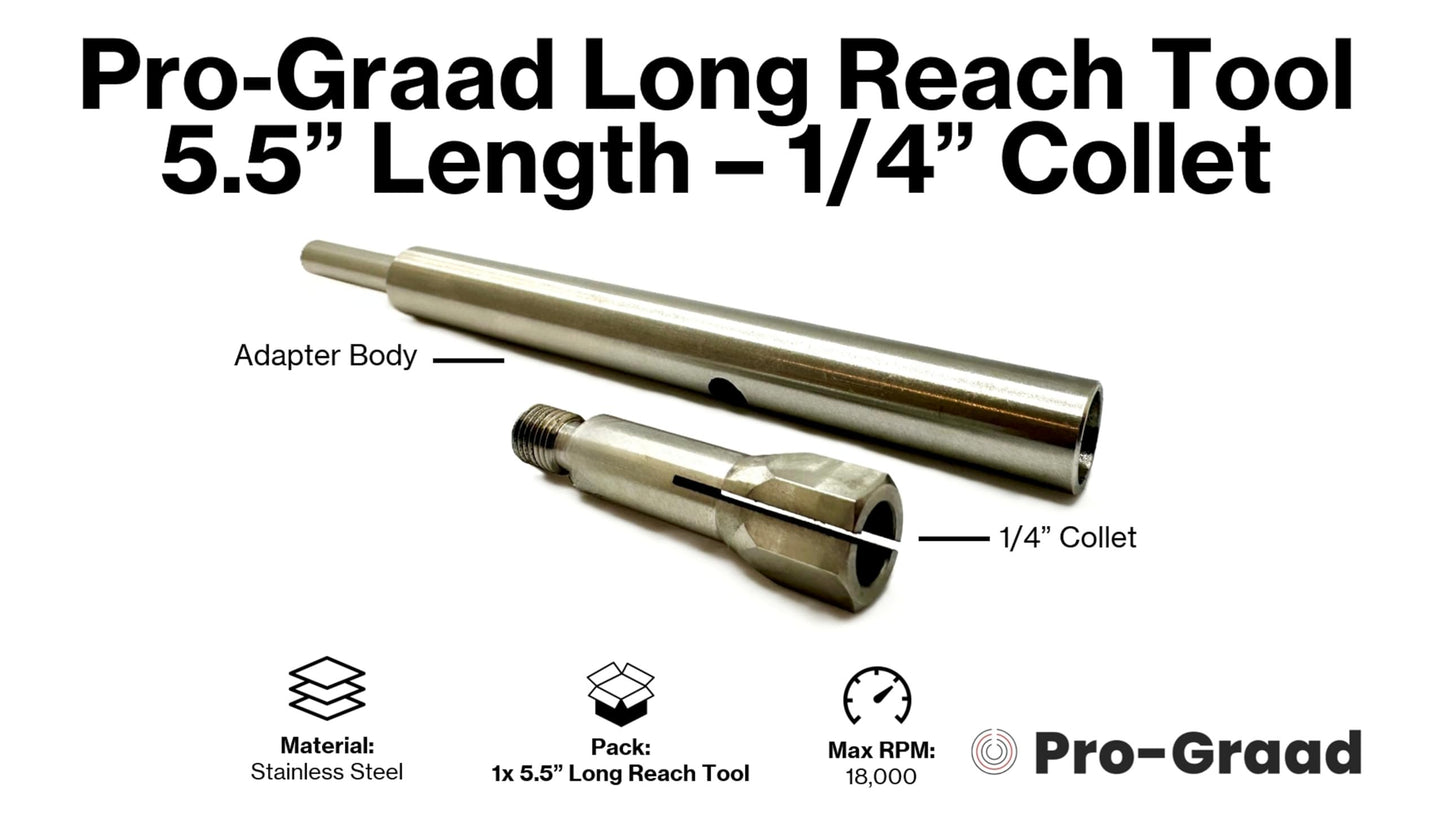 Pro-Graad 5.5" Long Reach Heavy Duty 1/4" Collet Extension Tool – Carbide Burr & Bit Holder for Die Grinder – Extended Reach for Engine Porting, Precision Grinding, Auto & Industrial Use