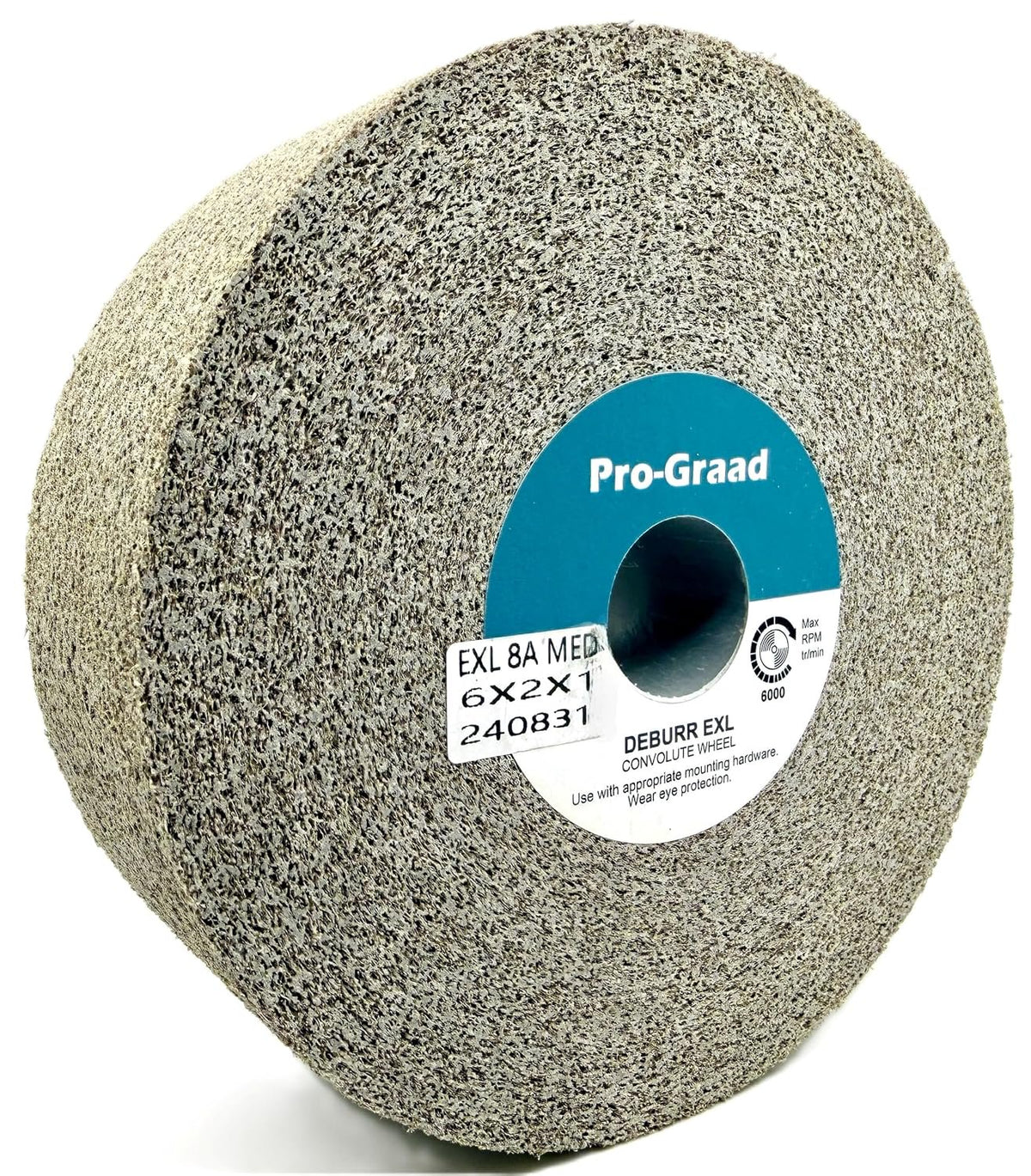 Pro-Graad EXL Deburring Wheel - 6" x 2" x 1" 8A Medium Grit - Aluminum Oxide - Metal Deburring, Finishing and Polishing Wheel - Convolute - 13618 - (1 Pack)
