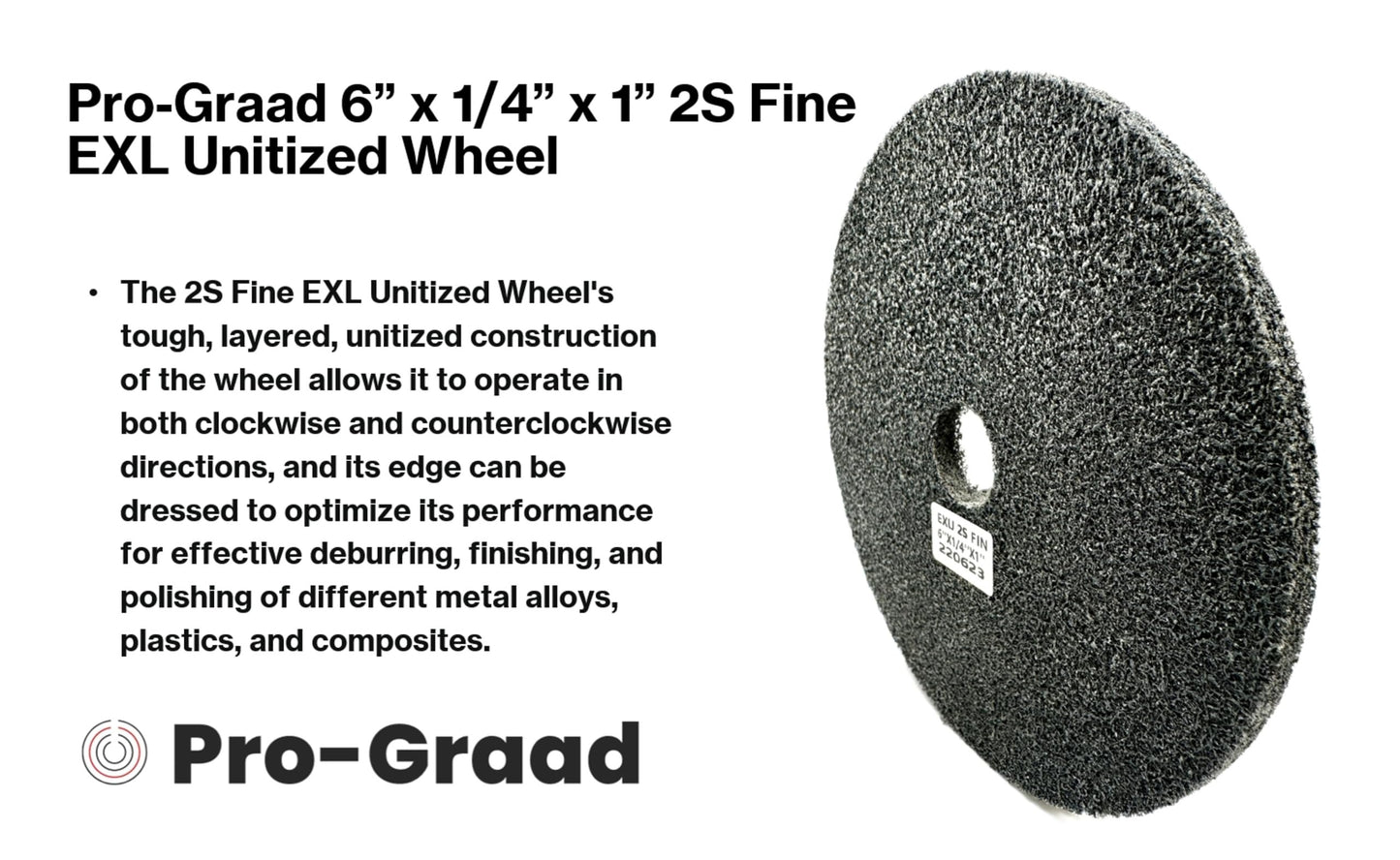Pro-Graad EXL Unitized Wheel, Silicon Carbide, 6" Diameter x 1/4" Wide x 1" Arbor, 2S Fine | 18597 | (Pack of 1)