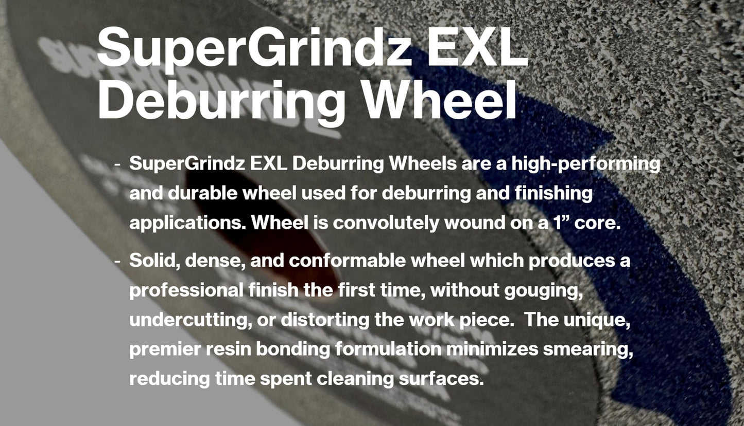 SuperGrindz EXL Deburring Wheel - 6" x 2" x 1" 9S Fine Grit - Silicon Carbide - Metal Deburring, Finishing and Polishing Wheel - Convolute - (1 Pack)