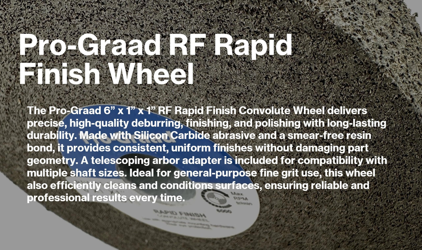 Pro-Graad 1 Pack 6” x 1” x 1” 6S Medium Series 1000 RF Long Life Convolute Deburring, Finishing & Polishing Wheel, Includes Adapter for use on 3/4 5/8 1/2 inch Shaft Sizes, Pack of 1