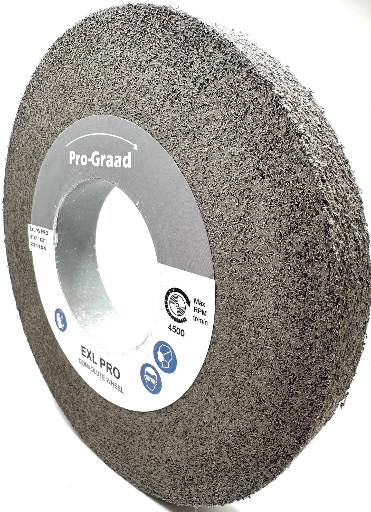 Pro-Graad EXL PRO Convolute Deburring Polishing Wheel - 8" x 1" x 3" 9S Fine Silicon Carbide - Professional Grade - Metal Deburring, Finishing and Polishing Wheel - 94908 - 1 Pack