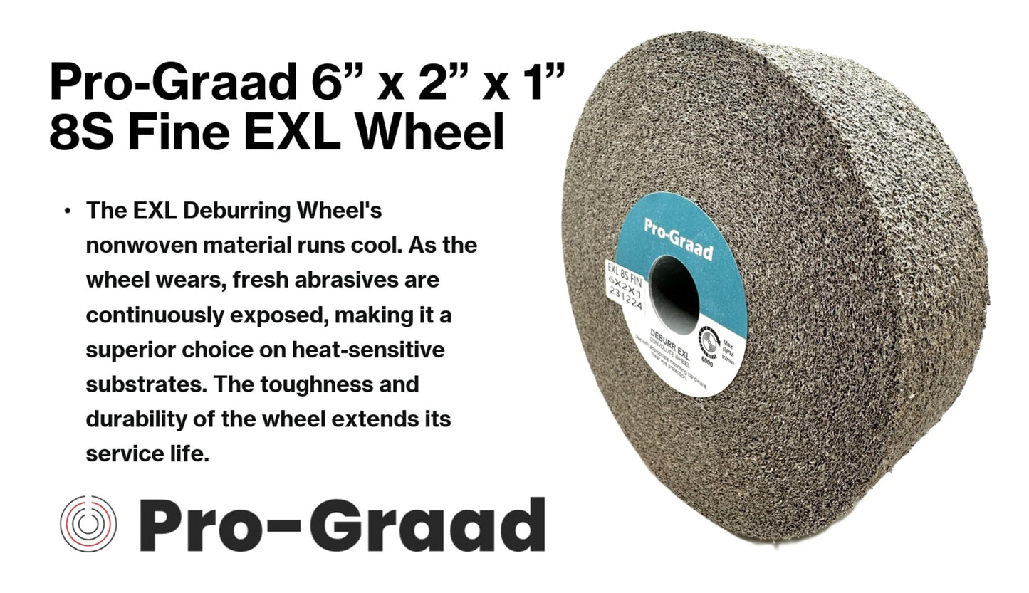 Pro-Graad EXL Deburring Wheel - 6" x 2" x 1" 8S Fine Grit - Silicon Carbide - Metal Deburring, Finishing and Polishing Wheel - Convolute - 09550 - (1 Pack)