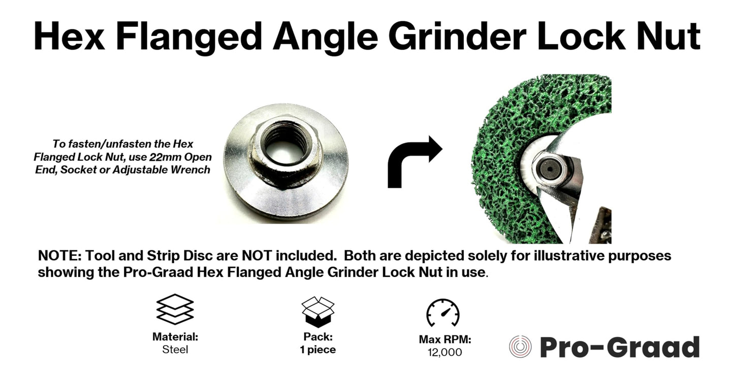 Pro-Graad 5/8-11 Angle Grinder Flange Nut, Hex Flanged Replacement Lock Nut, Locking Fastener Upper Pressing Plate Nut for 5/8”-11 Angle / Side Grinders