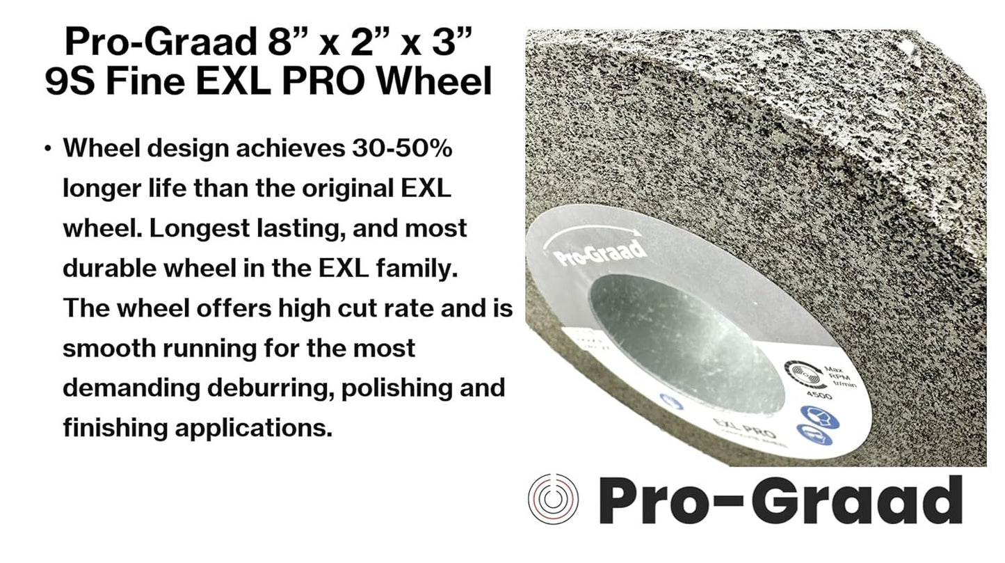 Pro-Graad EXL PRO Deburring & Polishing Wheel 8"x2"x3" 9S Fine Silicon Carbide | Professional Convolute Wheel for Metal Deburring, Finishing & Polishing – 94909 – 1 Pack