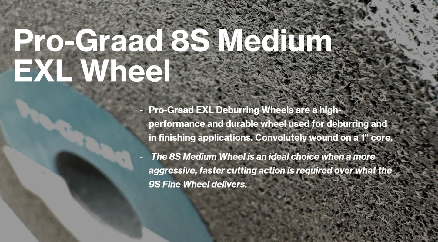 Pro-Graad EXL Deburring Wheel - 6" x 1" x 1" 8S Medium - Silicon Carbide - Metal Deburring, Finishing and Polishing Wheel - Convolute - 18278 - 1 Pack