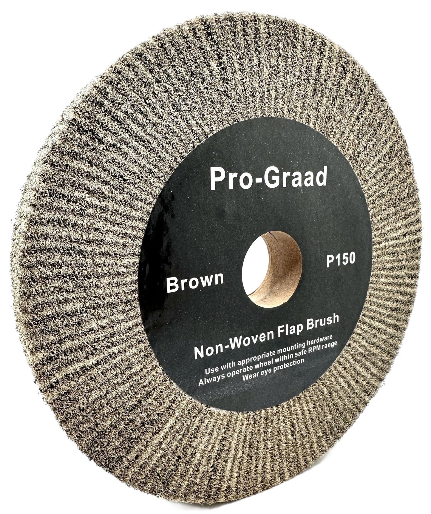 8” x 1” Brown P150 Cut & Polish Non-Woven Bench Grinder Polishing Burnishing Satin Finishing Flap Brush Wheel, Aluminum Copper Metal Golf Club Refurb, Compatible for 1/2”, 5/8”, 3/4" Arbor