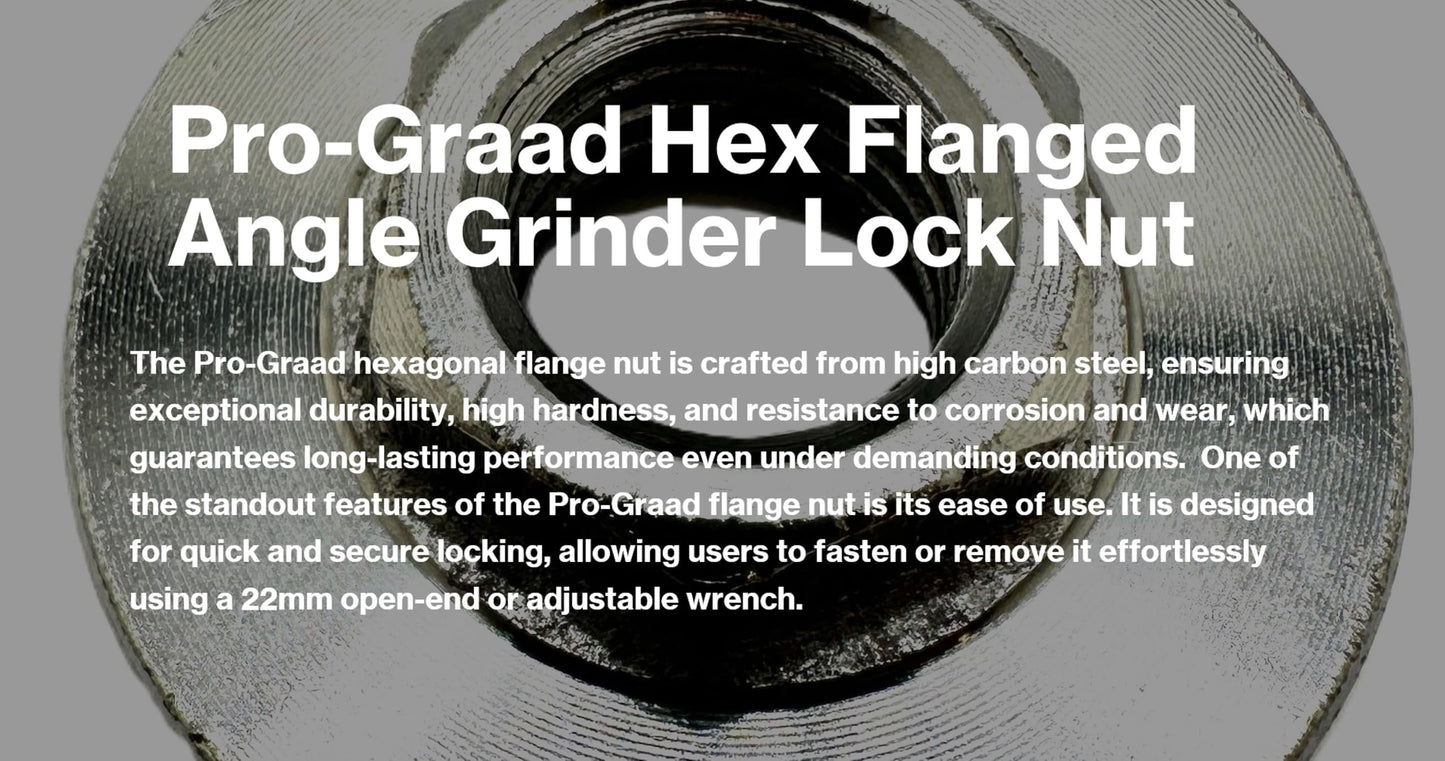 Pro-Graad 5/8-11 Angle Grinder Flange Nut, Hex Flanged Replacement Lock Nut, Locking Fastener Upper Pressing Plate Nut for 5/8”-11 Angle / Side Grinders