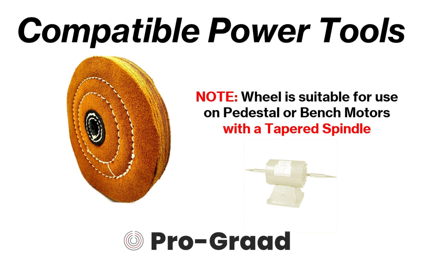 Pro-Graad 5" x Pin Hole Center 18 Ply Chamois Leather Buffing Polishing Wheel - Leather Center, Long Lasting, Ideal for Final Finish on Gold, Silver, Soft Metals with Rouge for Mirror Finish