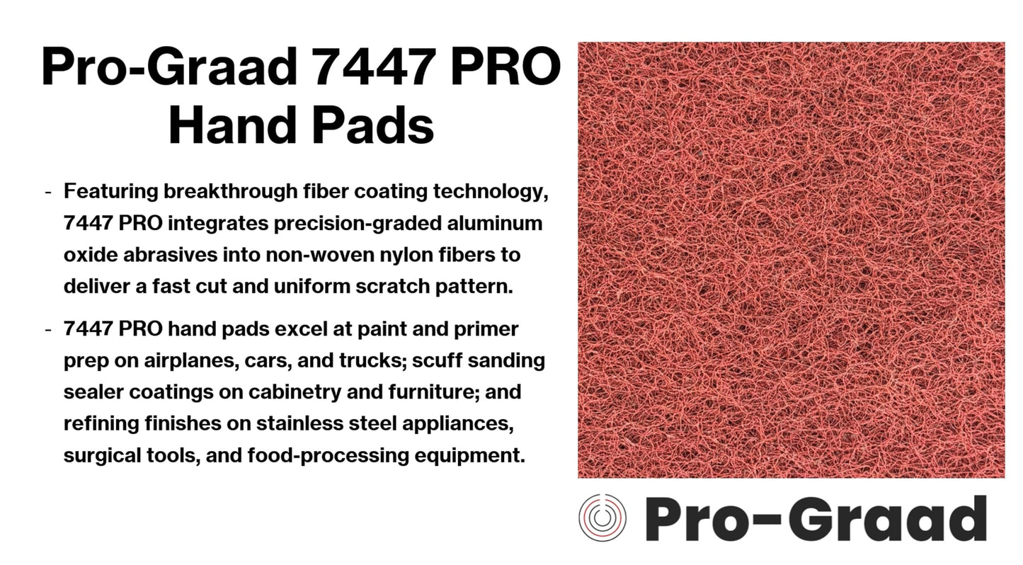 Pro-Graad 7447 PRO 3-2/3" x 9" Very Fine Maroon Surface Conditioning Sheet Pad - Reusable Non-Woven Aluminum Oxide Abrasive for Cleaning, Finishing & Scuffing - 20 Pack – 64958